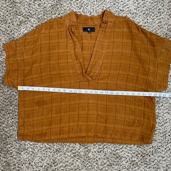 Banana Republic Laurel Linen Blend Popover Blouse XL Brown Oversized Bozy‎ - Picture 8 of 9